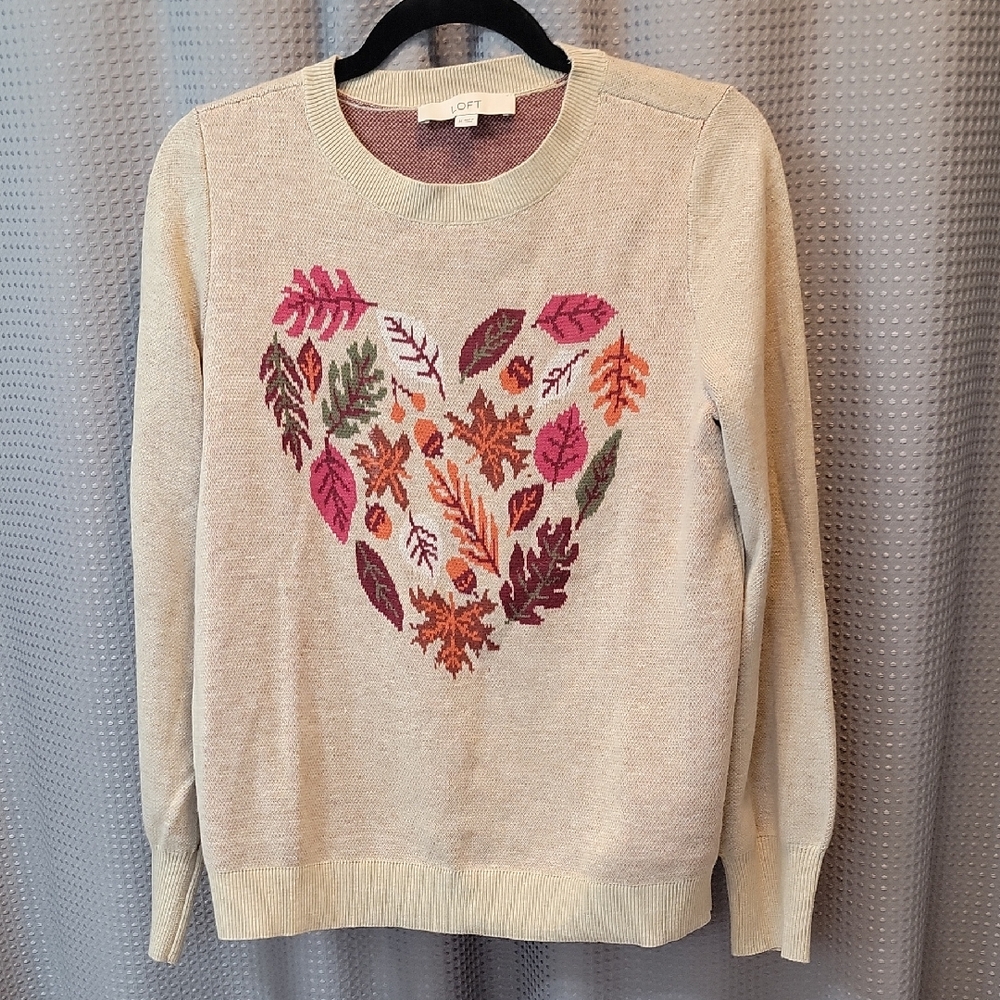 Ann Taylor LOFT Heart Botanical Sweater Size M